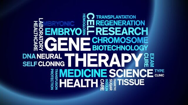 Gene Therapy animated word cloud;text design animation tag kinetic typography seamless loop.