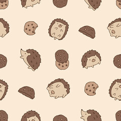 Hedgehog Animal Cookies Pattern Vector Illustration Seamless for Background Wallpaper Packaging