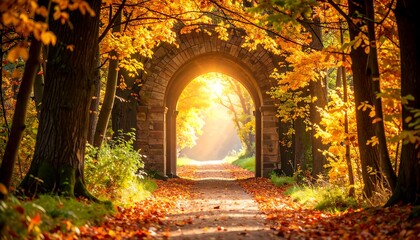 Fototapeta premium Autumn archway path