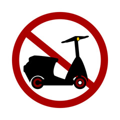 Sign prohibiting scooters on white background. Vector illustration.