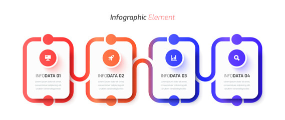 Vector Infographic Business with Abstract Design, Icon and 4 Options for Presentation