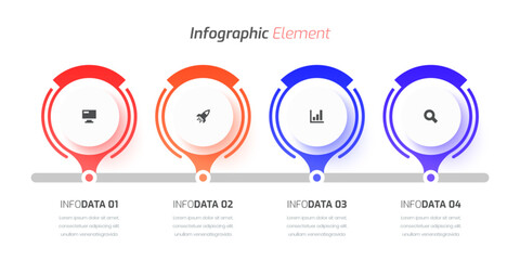 Business Timeline Infographic Presentation with Circle Label, 4 Option and Icon, Can be Used for Presentation