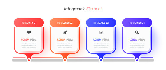 Business Timeline Infographic Presentation with Rectangle Label, 4 Option and Icon, Can be Used for Presentation