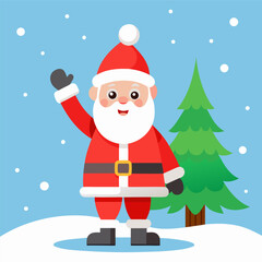 santa-waving-near-a-snow-covered-christmas-tree