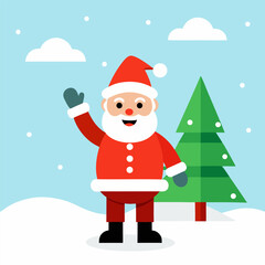 santa-waving-near-a-snow-covered-christmas-tree