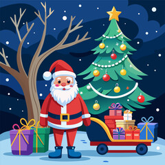santa-with-sleigh-parked-beside-a-large-tree