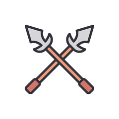 Illustration Of Two Crossed Spears Displaying Warrior Or Combat Symbol