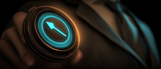 Futuristic control panel held by a person