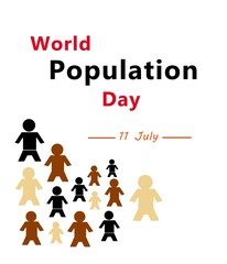Fototapeta premium Illustration of the text of World Population Day which is celebrated on July 11. Posters, banners, stickers, social media.