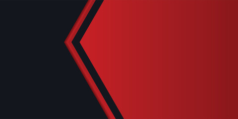 Modern 3d geometry shapes black lines with red borders on dark background. Luxurious bright red lines with metallic effect.