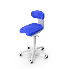 Adjustable Dental Stool with Wheels and Backrest Isolated on Transparent Background