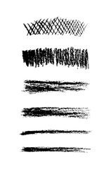 Set of vector grungy charcoal pencil art brushes