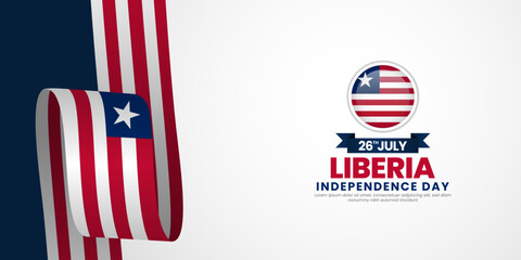 Liberian flag for Liberia independence day banner background with blank space area