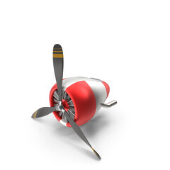 Airplane Propeller Engine with Spinner Isolated on Transparent Background