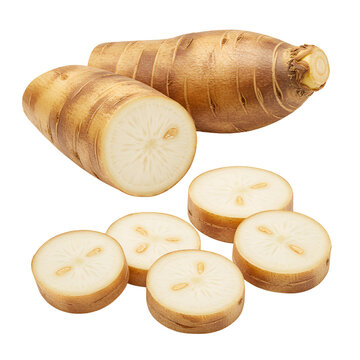 Sliced Chicory Root &ndash; Herbal Supplement on Clean White Background
