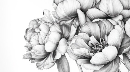 Monochromatic Floral Still Life: A Pencil Sketch of Peonies