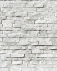 Fototapeta premium close-up view of a white painted brick wall with uneven texture and visible mortar lines, creating a rustic and weathered appearance
