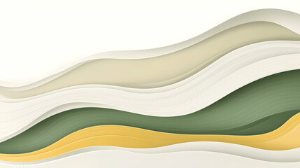 Obraz premium Abstract image featuring layered, flowing waves calming earth tones white, beige, green, gold.