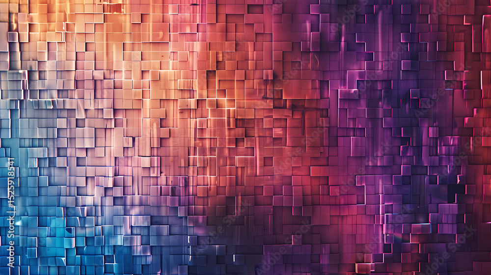 Poster a vibrant abstract background featuring a geometric pattern of colorful cubes creating a modern and 