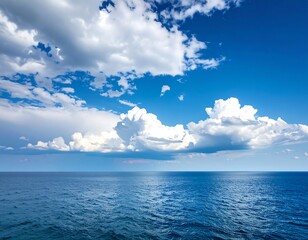 Fototapeta premium Vast blue ocean and white clouds