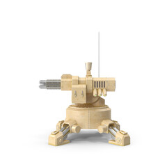Single Barrel Robotic Defense Turret Isolated on Transparent Background