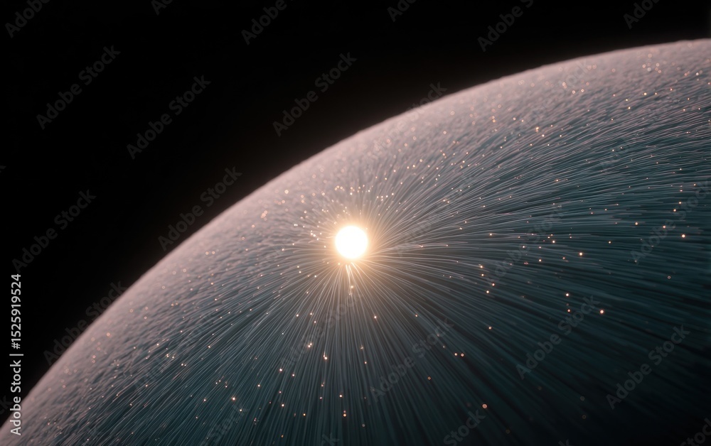 Wall mural sphere with radiating light