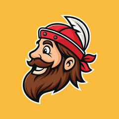 Man Character Mascot Cartoon Vector Illustration a portrait of a smiling man mascot head with a mustache in black and white style, American Patriot Mascot on shield with US flag Young Plumber cartoon