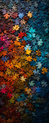 A mesmerizing assortment of jigsaw puzzle pieces in various colors and textures, showcasing a stunning visual harmony that captures the joy and challenge of piecing together life's mysteries.