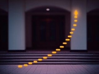 Stairs upward, golden path