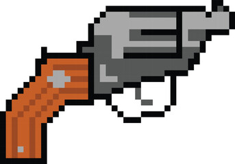 Pixel art pistol gun graphic isolated