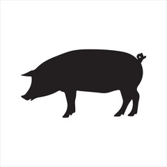 Pig silhouette vector icon - Pork, bacon, or swine illustration isolated on white background