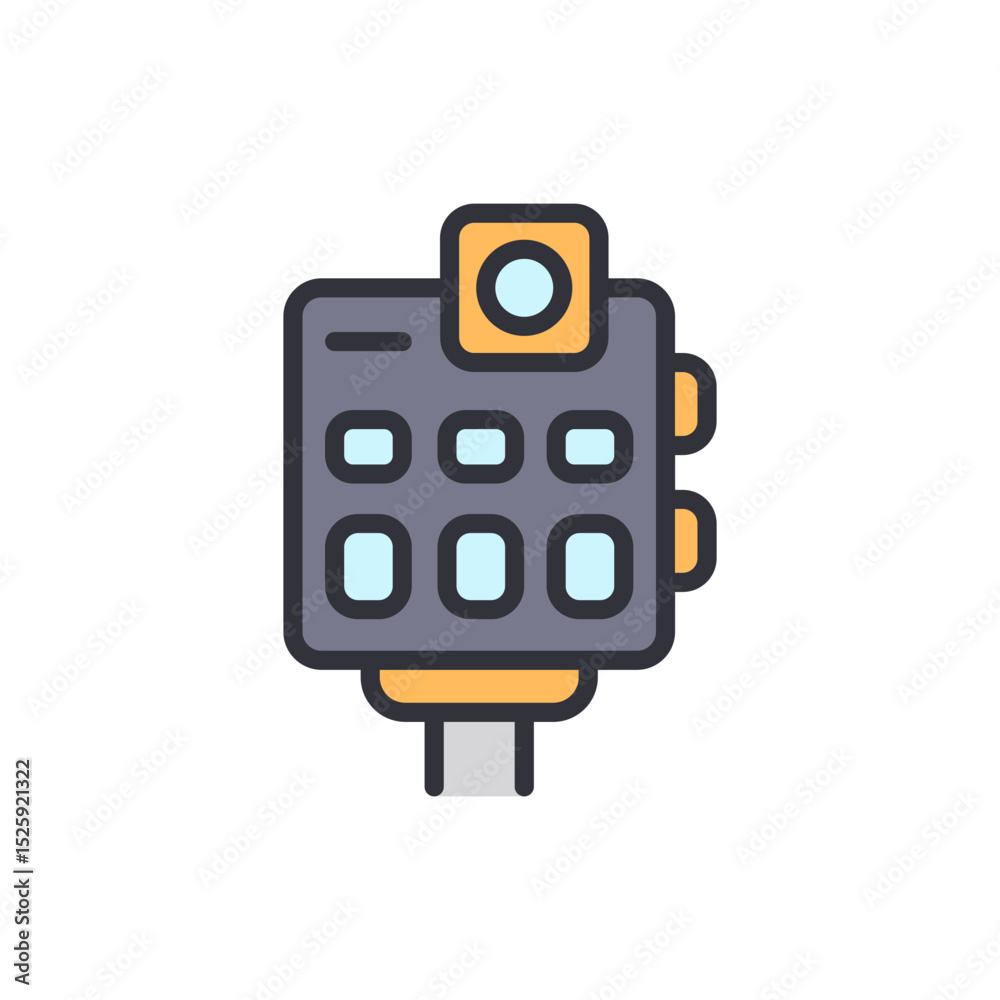 Poster isolated simplified controller device with square buttons illustration