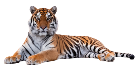 resting tiger on transparent background.