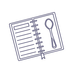 Line art of recipe book with spoon vector illustration isolated on a transparent background