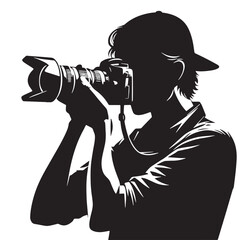 Photographer Silhouette with Camera Illustration
