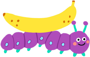 Cute personification, smile, caterpillar character