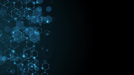 Hexagonal Edge Business Corporate Technology Particles Tunnel Digital Background Loop - Powered by Adobe