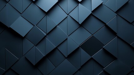 Obraz premium Polished, Semigloss Wall background with tiles. Triangular, tile Wallpaper with 3D, Black blocks. 3D Render