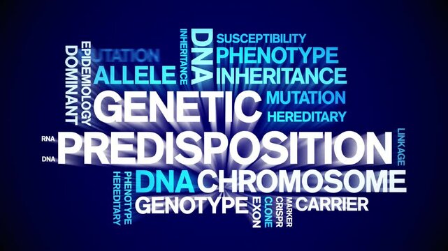 Genetic Predisposition animated word cloud;text design animation tag kinetic typography seamless loop.