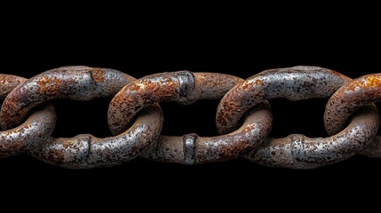 Fototapeta premium Close - up of Rusty Iron Chain, Showing Metal Oxidation and Industrial Texture, for Mechanical Engineering, Retro Design, Safety Warning, Art Installation, Waste Material Scenarios