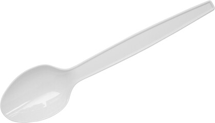 White plastic spoon isolated on white background