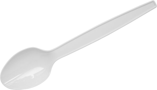 White plastic spoon isolated on white background