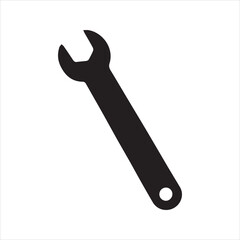 Wrench silhouette vector icon - Work equipment illustration isolated on white background