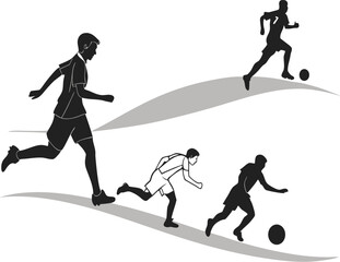 Set of Soccer Player Silhouettes in Action – Vector Illustration