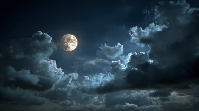 Full moon night sky cloudscape