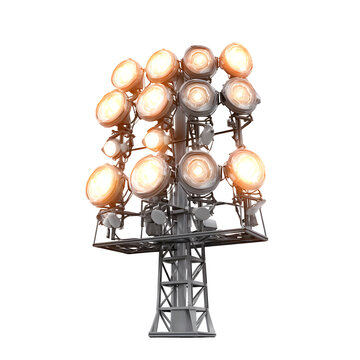 Stadium lights ablaze against the night