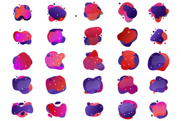 Abstract organic blob shapes vector irregular figures isolated on transparent background. Set of round blot form outlined with a thin line graphic element. Simple Colorful slime spot