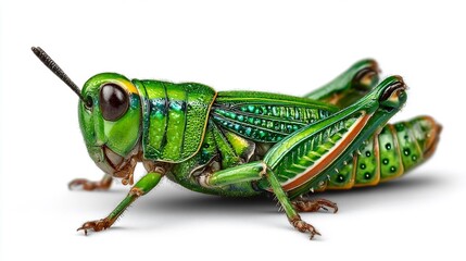 Fototapeta premium Vibrant Green Grasshopper Close-Up