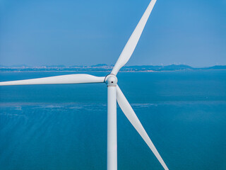 wind turbine farm on island