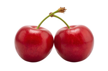 Two cherry fruits isolated on transparent background. Generated with AI
